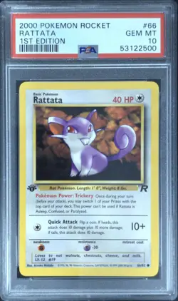 2000 POKEMON ROCKET 1ST EDITION #66 RATTATA PSA 10 - Image 1