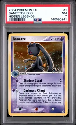 2004 POKEMON EX HIDDEN LEGENDS #1 BANETTE-HOLO PSA 7 - Image 1