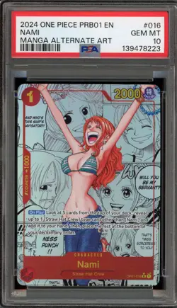 One Piece CCG Nami PRB01 Manga Alternate Art OP01-016 PSA 10 Gem Mint - Image 1