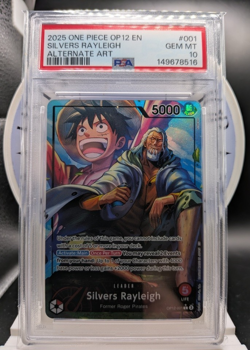 2025 One Piece Silvers Rayleigh Alternate Art! English! PSA 10! #OP12-001! - Image 1