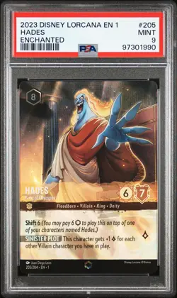 2023 DISNEY LORCANA EN 1-THE FIRST CHAPTER #205 HADES - KING OF OLYMPUS PSA 9 - Image 1