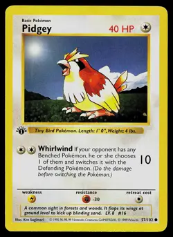 Pokemon Card - Pidgey 1st Edition Base Set (Shadowless) 57/102 Common - Image 1