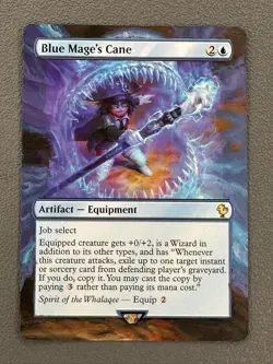 Blue Mage's Cane MTG Final Fantasy Commander Hand Painted Borderless Altered Art - Image 1