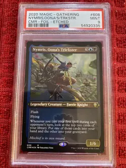 PSA 9 Mint Nymris, Oona's Trickster Mtg Commander Legends 608 Foil Etched Rare - Image 1
