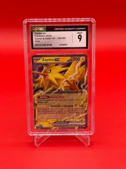 CGC Mint 9 Zapdos Ex 145/165 Scarlet & Violet 151 Graded Pokemon TCG - Image 1