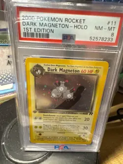 2000 POKEMON ROCKET 1ST ED #11 DARK MAGNETON-HOLO PSA 8 - Image 1
