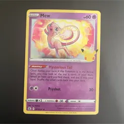 Pokemon Mew 011/025 Celebrations Holo Rare 60HP Mysterious Tail Psyshot TCG - Image 1