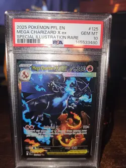 2025 POKEMON PFL EN-PHANTASMAL FLAMES #125 MEGA CHARIZARD X EX PSA 10 - Image 1
