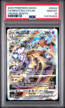 2023 Pokemon SWSH Crown Zenith #GG44 Mewtwo VStar PSA 10 - Image 1