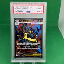 2025 POKEMON MEG EN-MEGA EVOLUTION ULTRA RARE #160 MEGA LUCARIO EX PSA 10 - Image 1