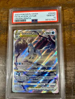 POKEMON 2023 Crown Zenith Full Art GLACEON Vstar #GG40 PSA 10 Gem Mint RARE - Image 1