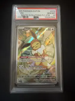 PSA 10 Eevee #173 Pokemon Center Stamp PC ETB Promo Prismatic Evolutions - Image 1