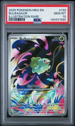 2025 Pokemon Mega Evolution Bulbasaur Illustration Rare #133 PSA 10 - Image 1