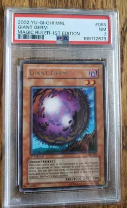 2002 Yu-Gi-Oh MRL-085 Giant Germ Magic Ruler 1st Edition PSA 7 NM Fresh Slab - Image 1
