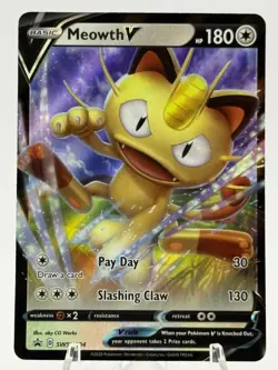 Meowth V - SWSH004 - Pokemon TCG Card - Full Art Holo - Black Star Promo - Image 1