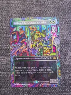 Mikey & Leo, Chaos & Order (Borderless) #200 (Foil) (NM) TMT Magic MTG - Image 1