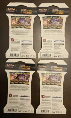 Pokemon Evolving Skies New Sealed Sleeved Blister Booster x4 Packs Full Art Set - Image 2