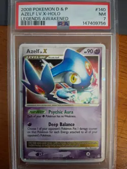 Pokemon TCG Azelf Lv. X Ultra Rare Holo 2008 Legends Awakened Set 140/146 PSA 7 - Image 1