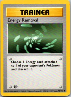 Energy Removal 92/102 Common Base Set Shadowless Pokemon 1st Edition HP - Image 1