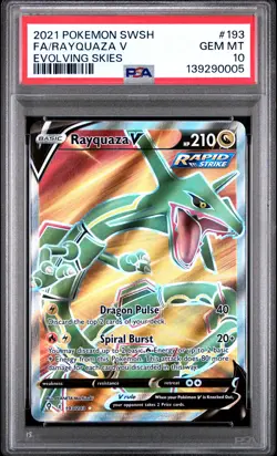 2021 POKEMON SWORD & SHIELD EVOLVING SKIES #193 FA/RAYQUAZA V PSA 10 - Image 1