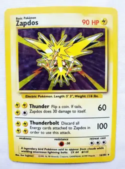 Pokemon ZAPDOS Base Set #16 16/102 Holographic WOTC TCG Holo Rare 1999 Vtg Z2 - Image 1