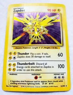 Pokemon ZAPDOS Base Set #16 16/102 Holographic WOTC TCG Holo Rare 1999 Vtg Z2 - Image 3