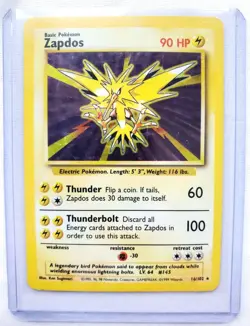 Pokemon ZAPDOS Base Set #16 16/102 Holographic WOTC TCG Holo Rare 1999 Vtg Z2 - Image 5