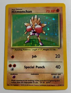 Pokemon TCG Hitmonchan Base Set 7/102 Holo 1999-2000 Wizards Base Set - Image 1