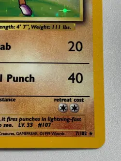 Pokemon TCG Hitmonchan Base Set 7/102 Holo 1999-2000 Wizards Base Set - Image 3