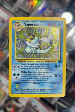 Pokemon Vaporeon Holo Jungle 12/64 80 HP Holo Rare English Wizards 1999 - Image 1