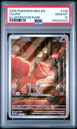 2025 Pokemon Mega Evolutions Vulpix Illustration Rare #138 PSA 10 - Image 1