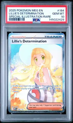 2025 Pokemon Mega Evolution Lillie's Determination SIR #184 PSA 10 - Image 1
