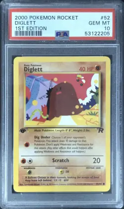 2000 POKEMON ROCKET 1ST EDITION #52 DIGLETT PSA 10 - Image 1