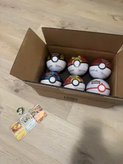 NEW-Pokemon TCG Pokeball Tins Set Of 6 Bonus 3 Promo Cards Pikachu Charizard - Image 1
