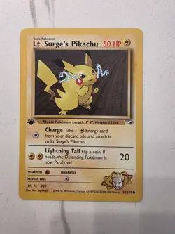 Pokemon Card - Gym Heroes 1st Edition Lt. Surge’s Pikachu 81/132 - NM/M! - Image 1