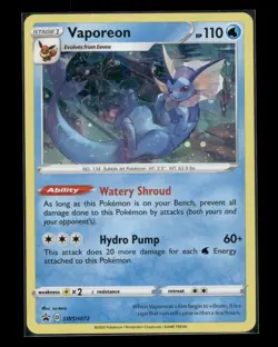 Vaporeon SWSH072 SWSH: Sword & Shield Promo Cards Holo NM - Image 1