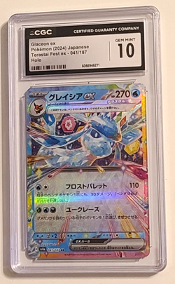 CGC 10 Glaceon Ex 041/187 HOLO Terastal Festival Pokemon Card Japanese - Image 1