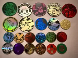 Lot of 22 Official Pokemon TCG Coins- CHARIZARD PIKACHU Gold Cracked Ice Jumbo - Image 1