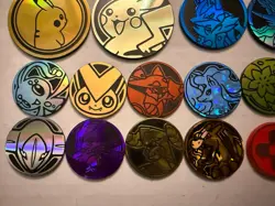 Lot of 22 Official Pokemon TCG Coins- CHARIZARD PIKACHU Gold Cracked Ice Jumbo - Image 5