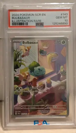 BULBASAUR PSA 10 GEM 2024 POKEMON SCR EN-STELLAR CROWN ILLUSTRATION RARE IR #143 - Image 1