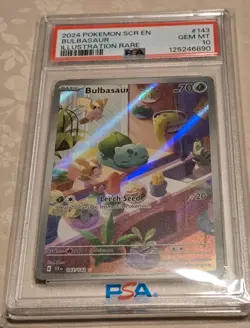 BULBASAUR PSA 10 GEM 2024 POKEMON SCR EN-STELLAR CROWN ILLUSTRATION RARE IR #143 - Image 4
