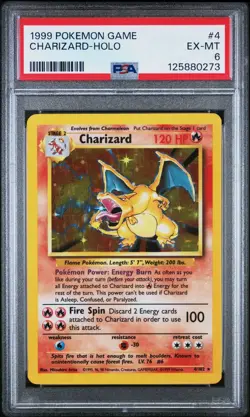 1999 Pokemon Game Charizard 4/102 HOLO PSA 6 Fresh Grade - Image 1