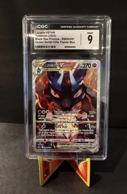 Pokemon Lucario VSTAR Crown Zenith Black Star Promo Holo SWSH291 CGC 9 - Image 1