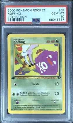 2000 POKEMON ROCKET 1ST EDITION #58 KOFFING PSA 10 - Image 1