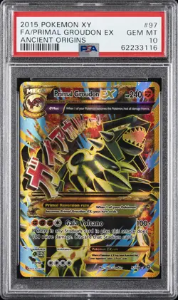 2015 POKEMON XY ANCIENT ORIGINS #97 FULL ART/PRIMAL GROUDON EX PSA 10 - Image 1