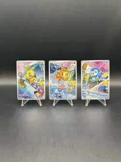 Pokemon First Partner Illustration Rare Turtwig Chimchar Piplup 30th Anniversary - Image 1