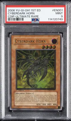 2006 YU-GI-OH! CDIP-CYBERDARK IMPACT 1ST ED-ULTIMATE RARE CYBERDARK HORN PSA 9 - Image 1