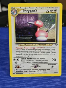 Porygon2 12/64 Neo Revelation Holo Rare English Pokemon Card Swirl Top Left NM/M - Image 1