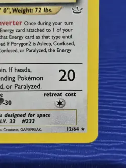 Porygon2 12/64 Neo Revelation Holo Rare English Pokemon Card Swirl Top Left NM/M - Image 5