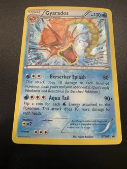 2016 Gyarados XY109 Black Star Promo Pokemon Card Cosmo Holo Rare Shiny - DMG - Image 1
